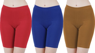 Buy That Trendz Solid Women Red, Blue, Brown Cycling Shorts