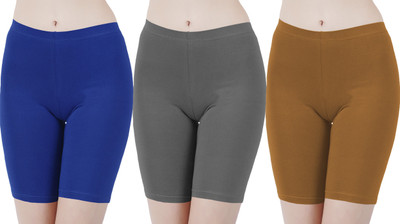 Buy That Trendz Solid Women Blue, Grey, Khaki Cycling Shorts