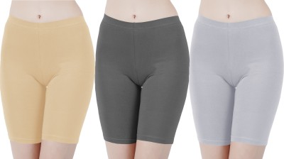 Buy That Trendz Solid Women Beige, Grey, Grey Cycling Shorts