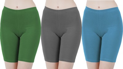 Buy That Trendz Solid Women Green, Grey, Blue Cycling Shorts