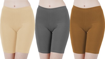 Buy That Trendz Solid Women Beige, Grey, Brown Cycling Shorts