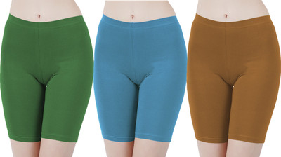 Buy That Trendz Solid Women Green, Blue, Brown Cycling Shorts