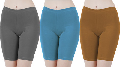 Buy That Trendz Solid Women Grey, Blue, Brown Cycling Shorts