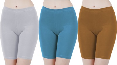 Buy That Trendz Solid Women Grey, Blue, Brown Cycling Shorts