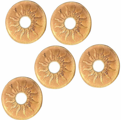 Sahiba Gems Sun Copper Coin with Hole/Sikka for Pooja/Astrological and Lal Kitab Remedy - Set of 5 Pcs Decorative Showpiece  -  5 cm(Copper, Brass, Copper)