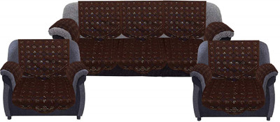 KUBER INDUSTRIES Cotton 3+2 Seater Sofa Geometric Cover(Pack of 16 Brown)