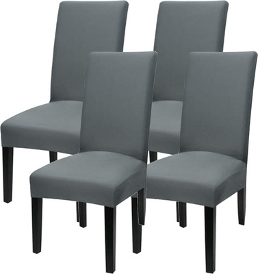 HOUSE OF QUIRK Polyester 1 Seater Chair Plain Cover(Pack of 4 Grey)
