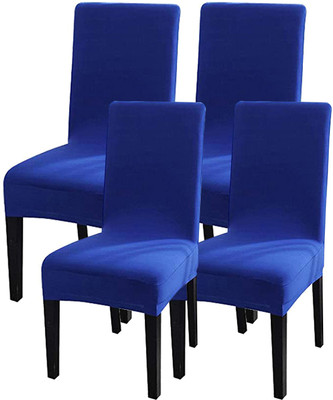 HOUSE OF QUIRK Polyester Plain 1 Seater Chair Cover(Blue Pack of 4)