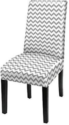HOUSE OF QUIRK Polyester Geometric 1 Seater Chair Cover(White, Grey Pack of 1)