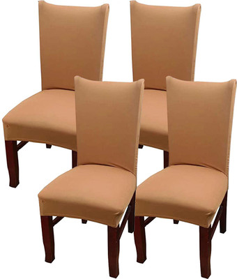 HOUSE OF QUIRK Polyester Plain 1 Seater Chair Cover(Beige Pack of 4)
