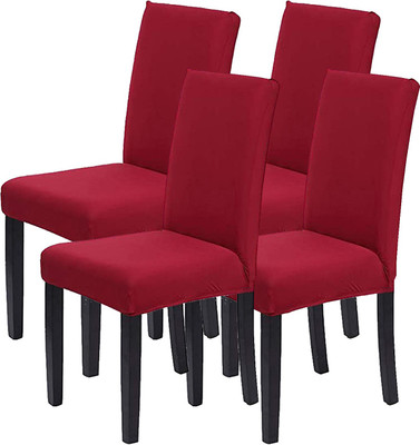 HOUSE OF QUIRK Polyester Plain 1 Seater Chair Cover(Maroon Pack of 4)