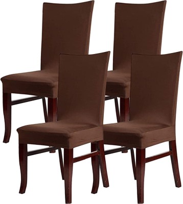 HOUSE OF QUIRK Polyester Plain Chair Cover(Brown Pack of 4)