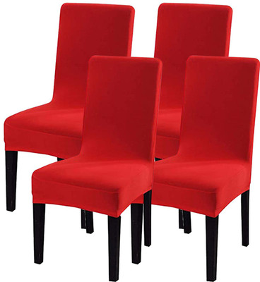 HOUSE OF QUIRK Polyester Plain 1 Seater Chair Cover(Red Pack of 4)