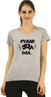 dreamkarts Printed Women Round Neck Grey T-Shirt