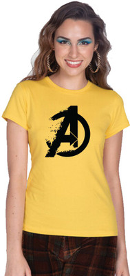 dreamkarts Printed Women Round Neck Yellow T-Shirt