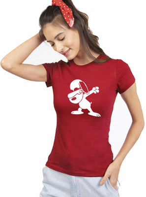 dreamkarts Printed Women Round Neck Red T-Shirt
