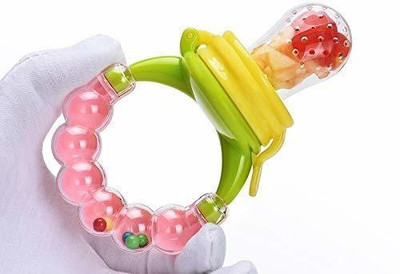 Prettify My NewBorn Baby Silicone Nibbler With Rattle Teether Pack Of 1 Teether and Feeder(Multicolor)