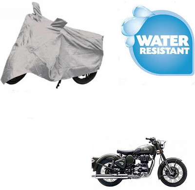 Atulit enterprises Waterproof Two Wheeler Cover for Royal Enfield(Battle Green, Silver)