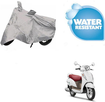 SRENTERPRISES Two Wheeler Cover for Suzuki(Access, Silver)