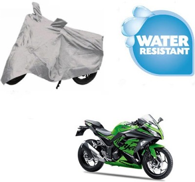 SRENTERPRISES Two Wheeler Cover for Kawasaki(Ninja 300, Silver)