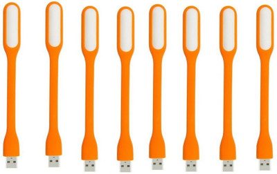 RPMSD Pack of 8 Flexible mini USB LED light Pack of 8 USB LED Lamp 5V 1.2W Portable Flexible Light with USB For Power bank Computer Led Light(Orange)