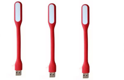 RPMSD Pack of 3 Flexible mini USB LED light Pack of 3 USB LED Lamp 5V 1.2W Portable Flexible Light with USB For Power bank Computer Led Light(Red)