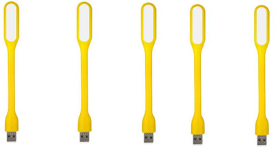 RPMSD Pack of 5 Flexible mini USB LED light Pack of 5 USB LED Lamp 5V 1.2W Portable Flexible Light with USB For Power bank Computer Led Light(Yellow)