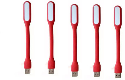 RPMSD Pack of 5 Flexible mini USB LED light Pack of 5 USB LED Lamp 5V 1.2W Portable Flexible Light with USB For Power bank Computer Led Light(Red)