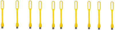 RPMSD Pack of 10 Flexible mini USB LED light Pack of 10 USB LED Lamp 5V 1.2W Portable Flexible Light with USB For Power bank Computer Led Light(Yellow)