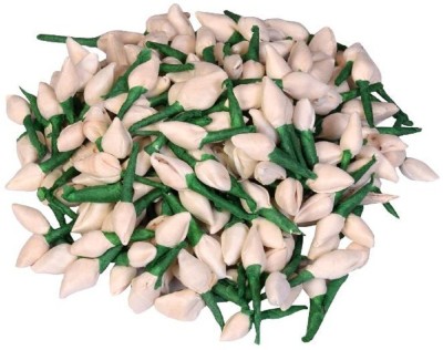 PRANSUNITA Hair Accessories Gajra Making Sola Wood Buds Artificial Flowers white , Pack of 100 pcs