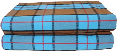 Tharunsha Elite Checkered Single AC Blanket for  Mild Winter(Cotton, BLUE Brown,red,black)