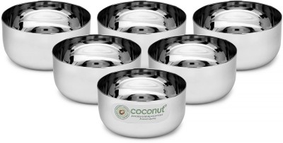 COCONUT Stainless Steel Soup Bowl(Pack of 6, Silver)