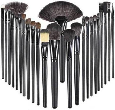 Pindara Professional Wood Make Up Brushes Sets With Leather Storage Pouch(Pack of 24)