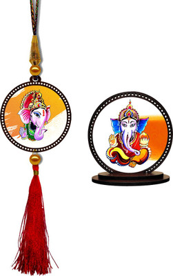 GiftzLane Ganesha Car Hanging Premium & Car Dashboard Idol Showpiece Combo Car Hanging Ornament(Pack of 2)