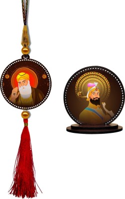 GiftzLane Guru Nanak Dev Ji Car Hanging Premium & Guru Gobind Singh Car Dashboard Idol Showpiece Combo Car Hanging Ornament(Pack of 2)