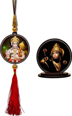 GiftzLane Lord Hanuman Car Hanging Premium & Bajrangbali Car Dashboard Idol Showpiece Combo Car Hanging Ornament(Pack of 2)