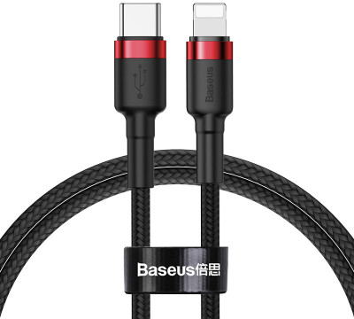 Baseus Lightning Cable 1 m Aluminium Alloy Type C to iPhone Charging Cable - 18W PD C to Lightening Data Cable(Compatible with Type C to Lightning Interface, Black, One Cable)