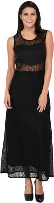 ADDICTED ATTIRE Women A-line Black Maxi/Full Length Dress