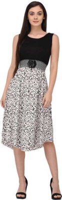 ADDICTED ATTIRE Women Fit and Flare Black, White Dress