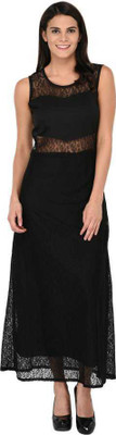 ADDICTED ATTIRE Women A-line Black Maxi/Full Length Dress
