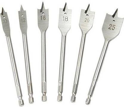 M MOD CON Quality Flat Wood Drill bit set 10mm 12mm 16mm 18mm 20mm 25mm (pack of 6 ) flat wood drill bit set Of 6