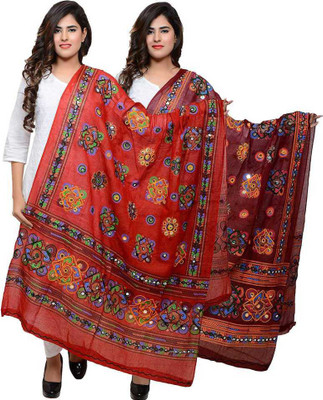 Nama Fashion Cotton Blend Embroidered Women Dupatta