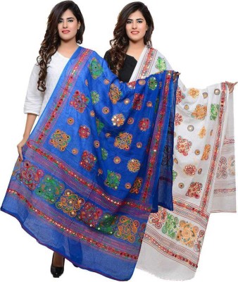 raj-rajeshwari collection Cotton Blend Embroidered Women Dupatta