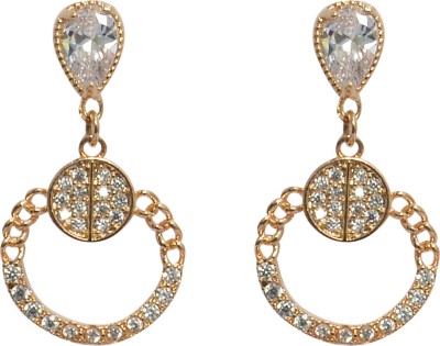 SOLLIGHT SOLLIGHT CZ Studded Fancy Earring Cubic Zirconia Brass Drops & Danglers