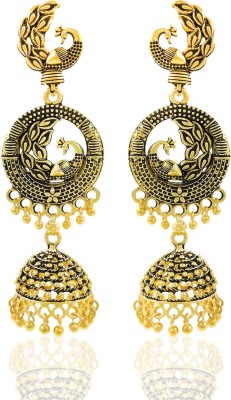 SAIIZEN Gold Fancy Pearl Peacock Jhumka Jhumki Earrings for Women girls Alloy Jhumki Earring