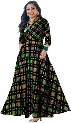 SILVER ORGANISATION Anarkali Gown(Green)