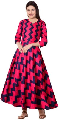 Khushi Print Anarkali Gown(Pink)