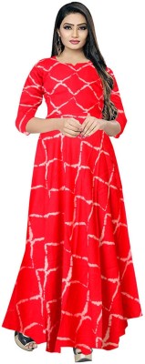 SILVER ORGANISATION Anarkali Gown(Red)