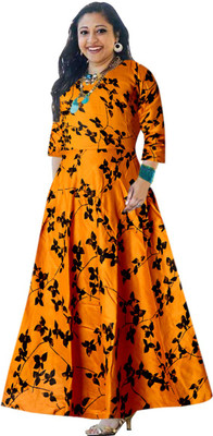SILVER ORGANISATION Anarkali Gown(Yellow)