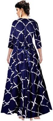 SILVER ORGANISATION Anarkali Gown(Blue)